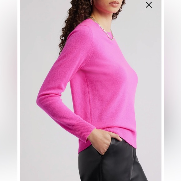 J.Crew Fuchsia 100% Cashmere Sweater XL Vibrant Pink Crewneck - Picture 11 of 11
